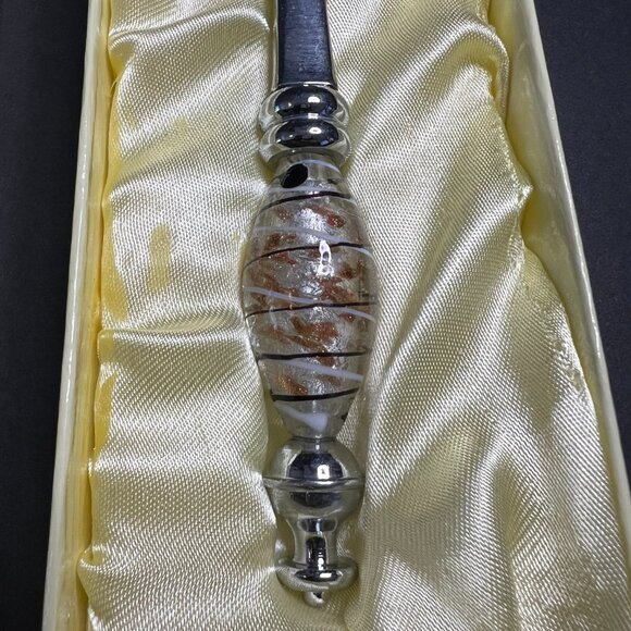 D'Lusso Home Collection Ice Cream Scoop Spoon w/ Glass Swirl Tipped Handle 6.5" - Picture 3 of 6